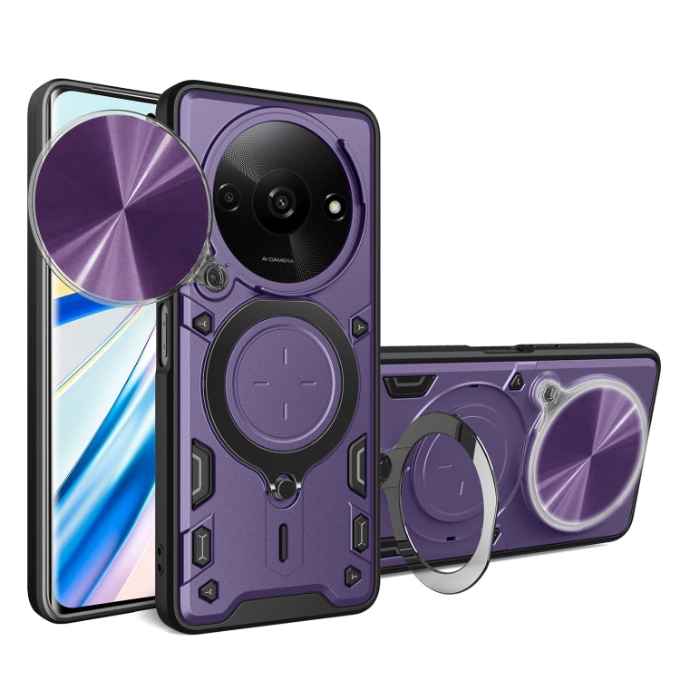 For Xiaomi Redmi A3 CD Texture Sliding Camshield Magnetic Holder Phone Case(Purple) - Xiaomi Cases by PMC Jewellery | Online Shopping South Africa | PMC Jewellery | Buy Now Pay Later Mobicred