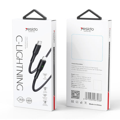 YESIDO CA99 20W USB-C / Type-C to 8 Pin Braided Charging Data Cable with Indicator Light, Length:1.2m(Black) - 2 in 1 Cable by Yesido | Online Shopping South Africa | PMC Jewellery | Buy Now Pay Later Mobicred