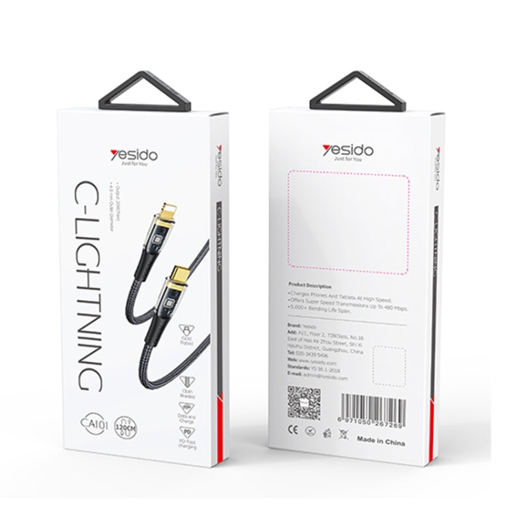 YESIDO CA101 PD 20W USB-C / Type-C to 8 Pin Braided Charging Data Cable, Length:1.2m(Black) - free shipping - PMC Jewellery - Order now!
