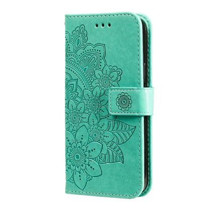 For Xiaomi 14 7-petal Flowers Embossing Leather Phone Case(Green) - 14 Cases by PMC Jewellery | Online Shopping South Africa | PMC Jewellery | Buy Now Pay Later Mobicred