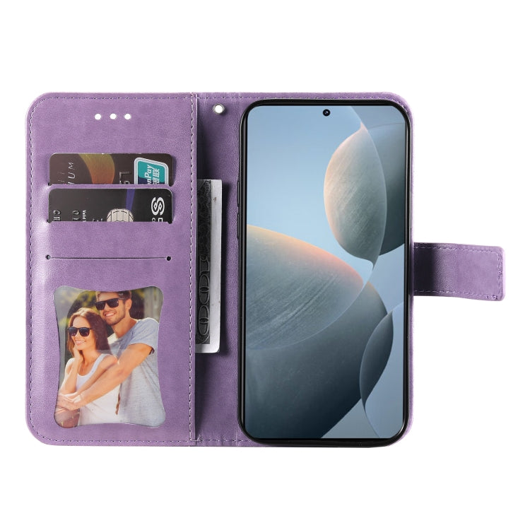 For Xiaomi Redmi K70 / K70 Pro 7-petal Flowers Embossing Leather Phone Case(Light Purple) - K70 Pro Cases by PMC Jewellery | Online Shopping South Africa | PMC Jewellery | Buy Now Pay Later Mobicred