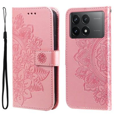 For Xiaomi Redmi K70 / K70 Pro 7-petal Flowers Embossing Leather Phone Case(Rose Gold) - K70 Pro Cases by PMC Jewellery | Online Shopping South Africa | PMC Jewellery | Buy Now Pay Later Mobicred