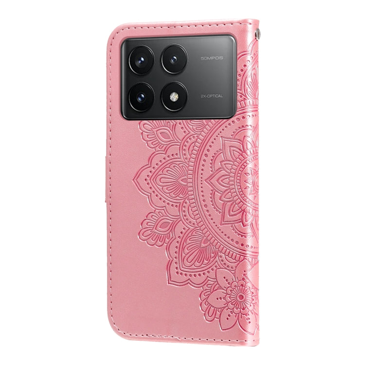 For Xiaomi Redmi K70 / K70 Pro 7-petal Flowers Embossing Leather Phone Case(Rose Gold) - K70 Pro Cases by PMC Jewellery | Online Shopping South Africa | PMC Jewellery | Buy Now Pay Later Mobicred