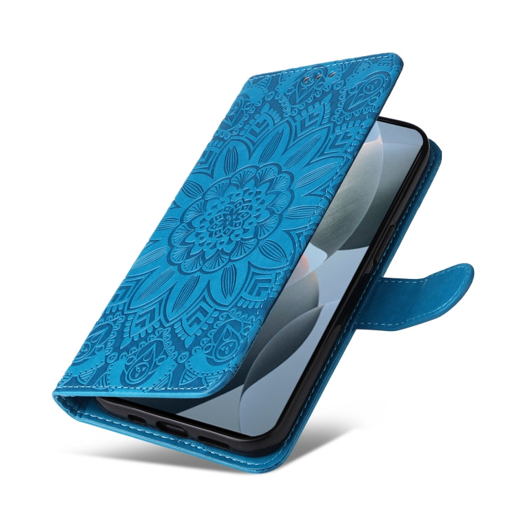 For Xiaomi Redmi K70 / K70 Pro Embossed Sunflower Leather Phone Case(Blue) - K70 Pro Cases by PMC Jewellery | Online Shopping South Africa | PMC Jewellery | Buy Now Pay Later Mobicred