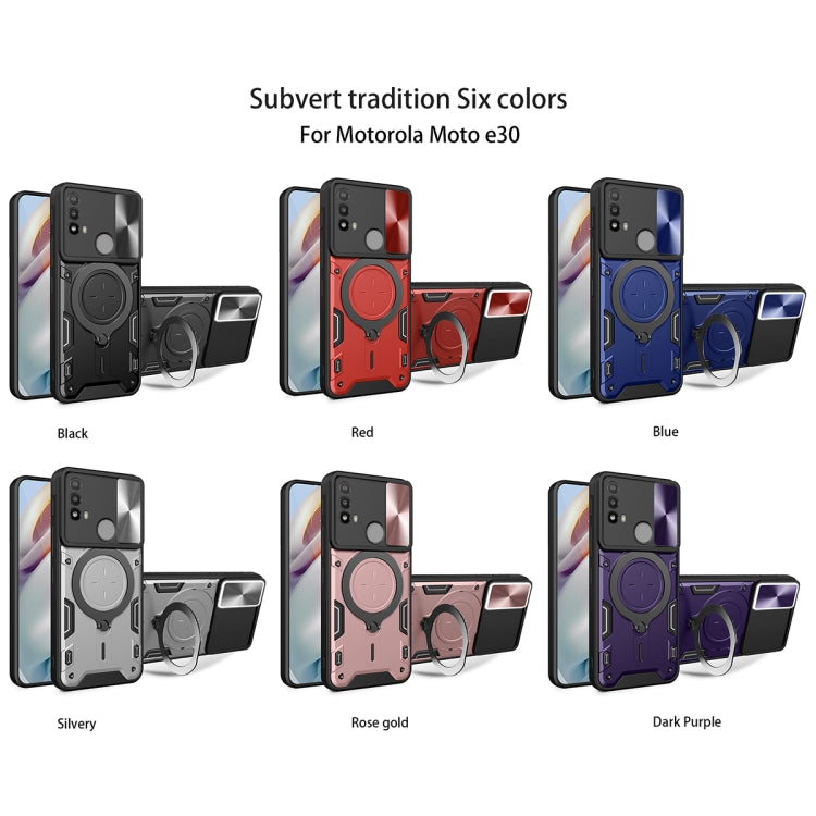 For Motorola Moto E20 / E30 / E40 CD Texture Sliding Camshield Magnetic Holder Phone Case(Blue) - free shipping - PMC TechLife - Order now!