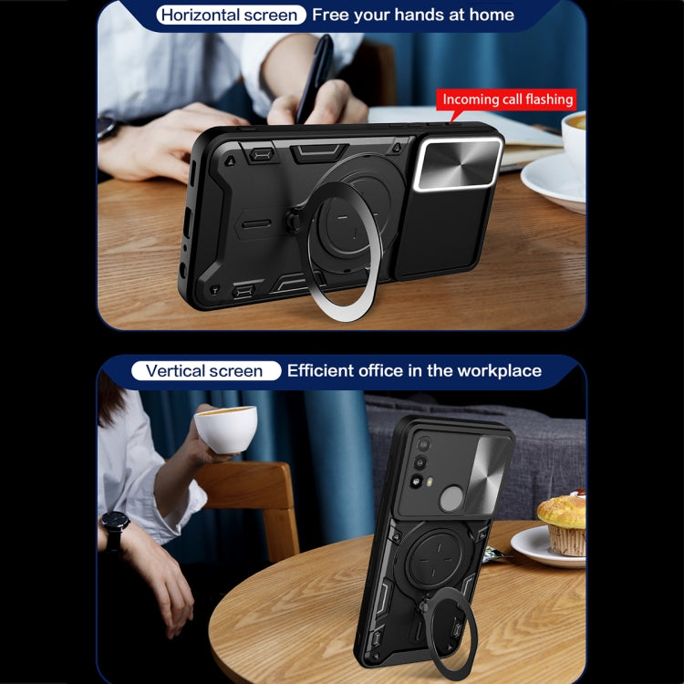 For Motorola Moto E20 / E30 / E40 CD Texture Sliding Camshield Magnetic Holder Phone Case(Blue) - free shipping - PMC TechLife - Order now!