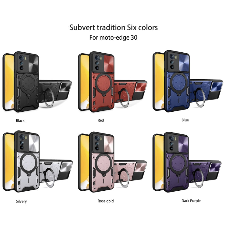 For Motorola Edge 30 CD Texture Sliding Camshield Magnetic Holder Phone Case(Purple) - free shipping - PMC TechLife - Order now!