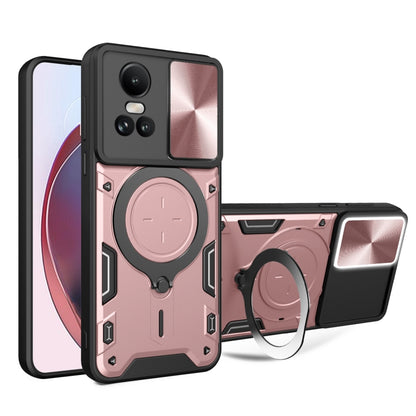For OPPO Reno10 5G Global CD Texture Sliding Camshield Magnetic Holder Phone Case(Pink) - OPPO Cases by PMC Jewellery | Online Shopping South Africa | PMC Jewellery | Buy Now Pay Later Mobicred