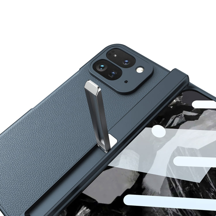 For Google Pixel 9 Pro Fold GKK Integrated Fold Hinge Leather Phone Case with Holder(Carbon Fibre Black) - Google Cases by GKK | Online Shopping South Africa | PMC Jewellery | Buy Now Pay Later Mobicred