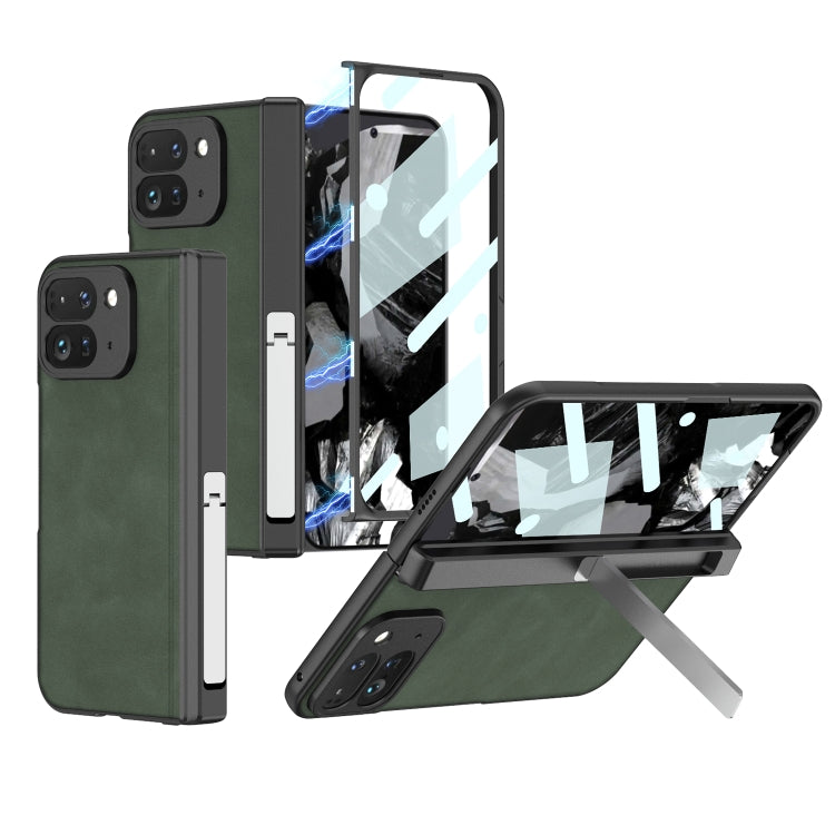 For Google Pixel 9 Pro Fold GKK Integrated Frosted Fold Hinge Leather Phone Case with Holder(Green) - free shipping - PMC Jewellery - Order now!