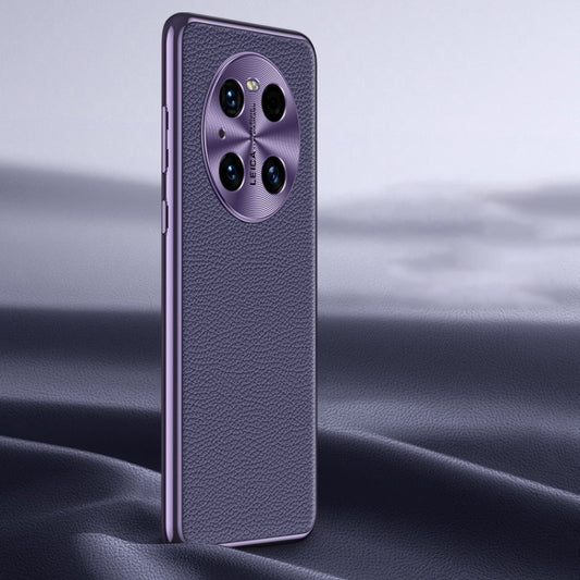 For Huawei Mate 40 Pro Litchi Texture Genuine Leather Phone Case(Purple) - Huawei Cases by PMC Jewellery | Online Shopping South Africa | PMC Jewellery | Buy Now Pay Later Mobicred