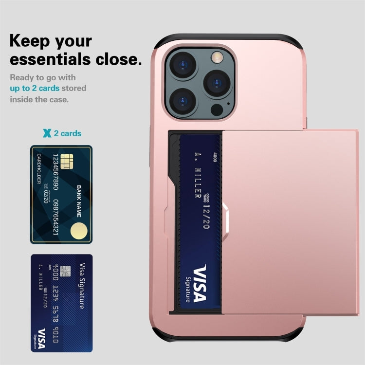 For iPhone 15 Pro Shockproof Armor Phone Case with Slide Card Slot(Dark Blue) - iPhone 15 Pro Cases by PMC TechLife | Online Shopping South Africa | PMC TechLife