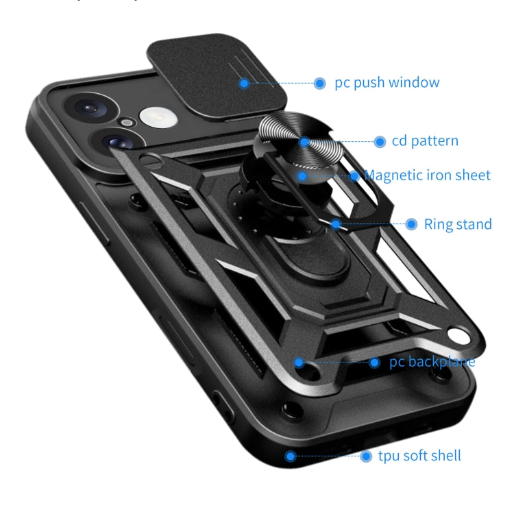 For iPhone 16 Sliding Camera Cover Design TPU+PC Phone Case(Black) - iPhone 16 Cases by PMC Jewellery | Online Shopping South Africa | PMC Jewellery | Buy Now Pay Later Mobicred