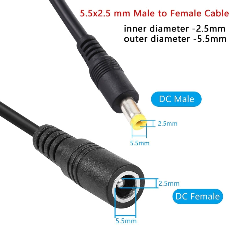 8A 5.5 x 2.5mm Female to Male DC Power Extension Cable, Cable Length:10m(Black) - Universal Power Adapter by PMC Jewellery | Online Shopping South Africa | PMC Jewellery | Buy Now Pay Later Mobicred