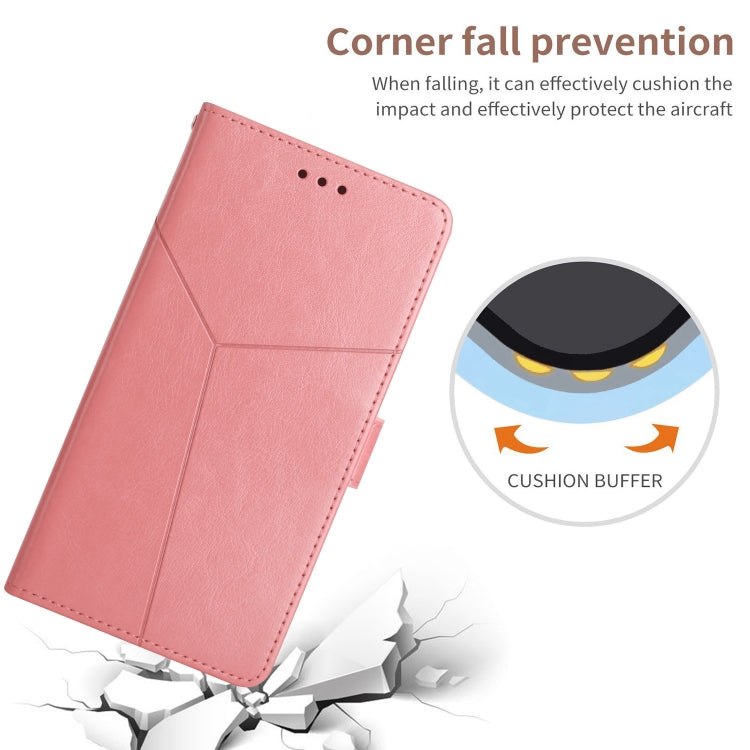 For iPhone 16e HT01 Y-shaped Pattern Flip Leather Phone Case(Pink) - iPhone 16e Cases by PMC TechLife | Online Shopping South Africa | PMC TechLife | Buy Now Pay Later Mobicred