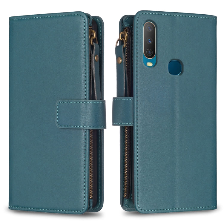 For vivo Y11 / Y15 / Y12 / Y17 9 Card Slots Zipper Wallet Leather Flip Phone Case(Green) - vivo Cases by PMC Jewellery | Online Shopping South Africa | PMC Jewellery | Buy Now Pay Later Mobicred