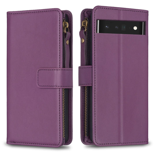 For Google Pixel 7 Pro 9 Card Slots Zipper Wallet Leather Flip Phone Case(Dark Purple) - Google Cases by PMC Jewellery | Online Shopping South Africa | PMC Jewellery | Buy Now Pay Later Mobicred