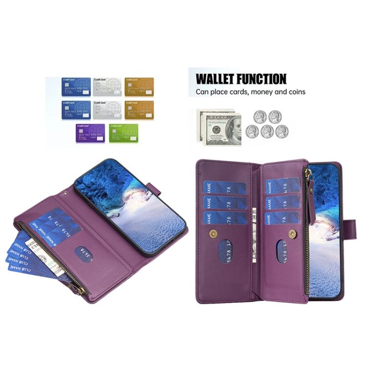 For Google Pixel 7 Pro 9 Card Slots Zipper Wallet Leather Flip Phone Case(Dark Purple) - Google Cases by PMC Jewellery | Online Shopping South Africa | PMC Jewellery | Buy Now Pay Later Mobicred