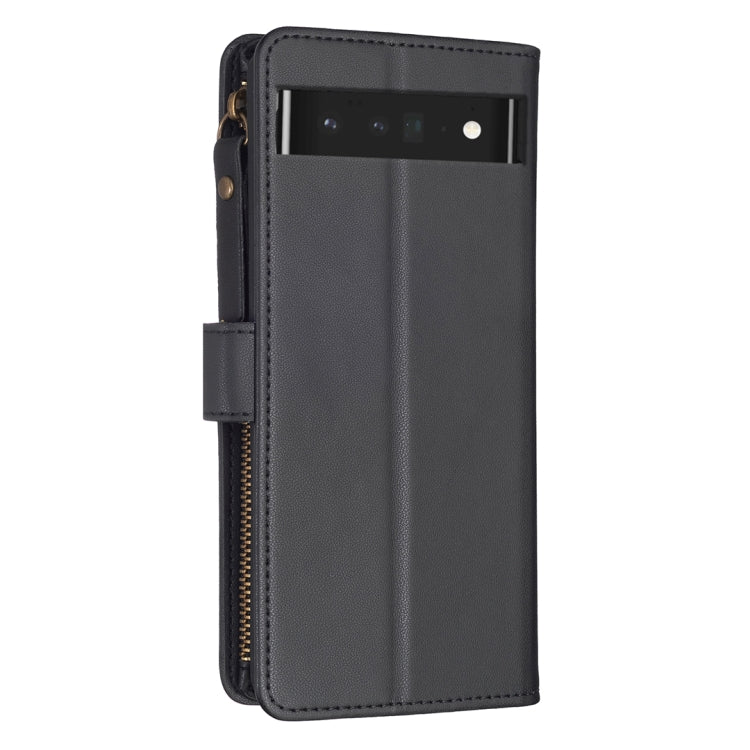 For Google Pixel 7 Pro 9 Card Slots Zipper Wallet Leather Flip Phone Case(Black) - Google Cases by PMC Jewellery | Online Shopping South Africa | PMC Jewellery | Buy Now Pay Later Mobicred