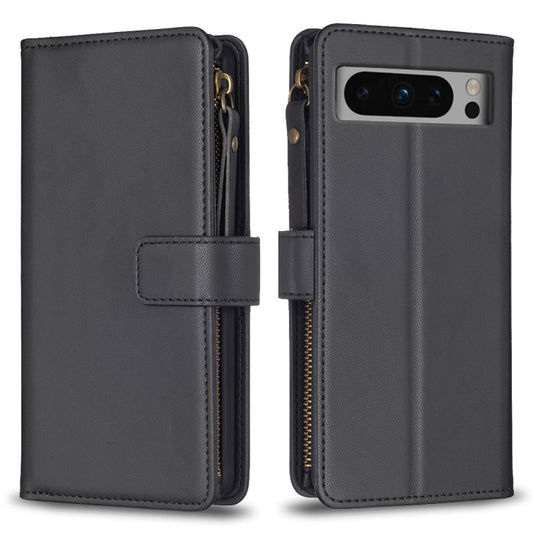 For Google Pixel 8 Pro 9 Card Slots Zipper Wallet Leather Flip Phone Case(Black) - Google Cases by PMC Jewellery | Online Shopping South Africa | PMC Jewellery | Buy Now Pay Later Mobicred