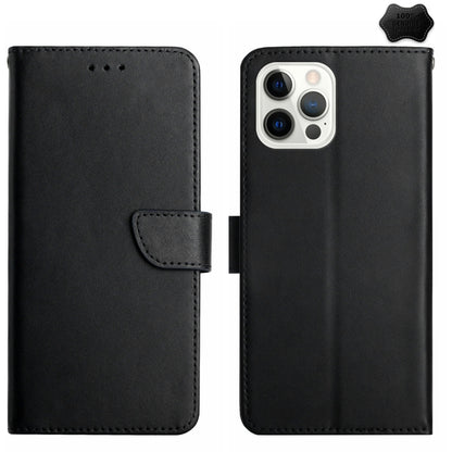 For iPhone 16 Pro Max Genuine Leather Fingerprint-proof Flip Phone Case(Black) - iPhone 16 Pro Max Cases by PMC Jewellery | Online Shopping South Africa | PMC Jewellery | Buy Now Pay Later Mobicred