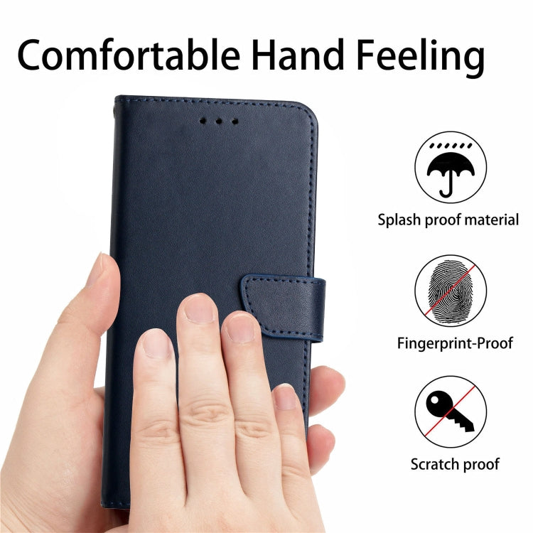 For iPhone 16 Pro Max Genuine Leather Fingerprint-proof Flip Phone Case(Blue) - iPhone 16 Pro Max Cases by PMC Jewellery | Online Shopping South Africa | PMC Jewellery | Buy Now Pay Later Mobicred