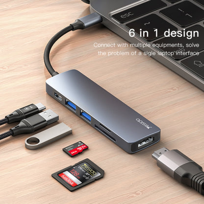 Yesido HB11 6 in 1 USB-C / Type-C Ports Multifunctional Docking Station HUB Adapter - USB HUB by Yesido | Online Shopping South Africa | PMC Jewellery | Buy Now Pay Later Mobicred