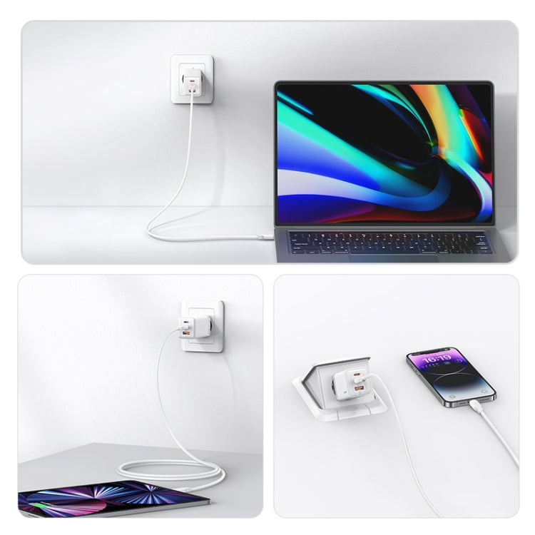 USAMS US-CC180 65W ACC Three Ports GaN Charger, EU Plug(Gradient Purple) - USB Charger by USAMS | Online Shopping South Africa | PMC Jewellery | Buy Now Pay Later Mobicred