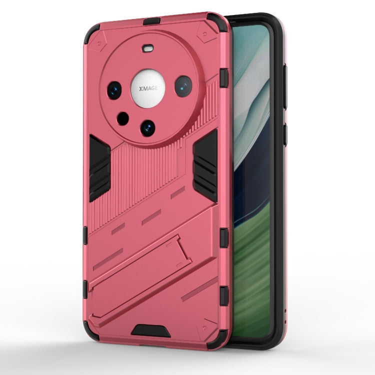 For Huawei Mate 60 Pro Punk Armor 2 in 1 PC + TPU Phone Case with Holder(Light Red) - Huawei Cases by PMC Jewellery | Online Shopping South Africa | PMC Jewellery | Buy Now Pay Later Mobicred