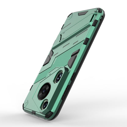 For Huawei Pura 70 Ultra Punk Armor 2 in 1 PC + TPU Phone Case with Holder(Green) - Huawei Cases by PMC Jewellery | Online Shopping South Africa | PMC Jewellery | Buy Now Pay Later Mobicred