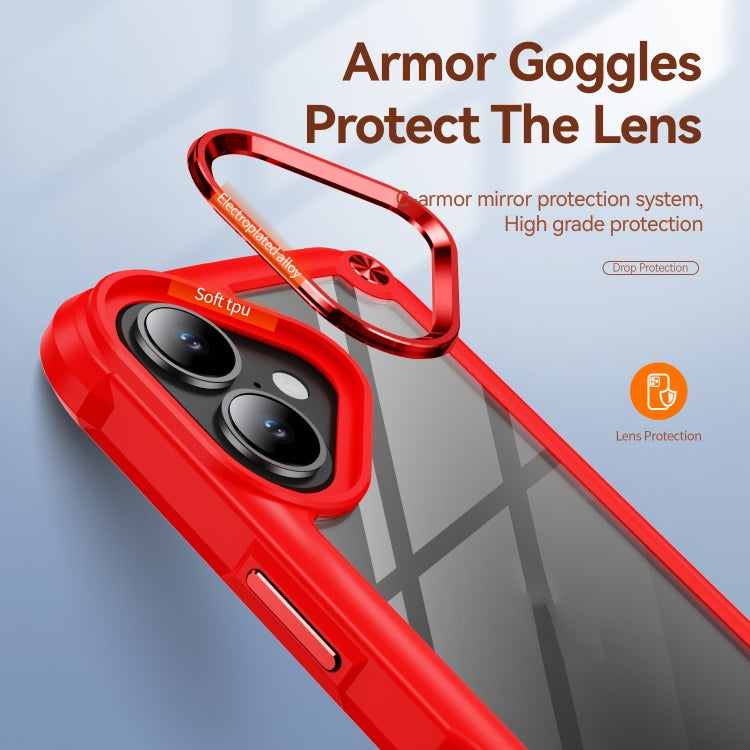 For iPhone 16 TPU + PC Lens Protection Phone Case(Red) - iPhone 16 Cases by PMC TechLife | Online Shopping South Africa | PMC TechLife | Buy Now Pay Later Mobicred