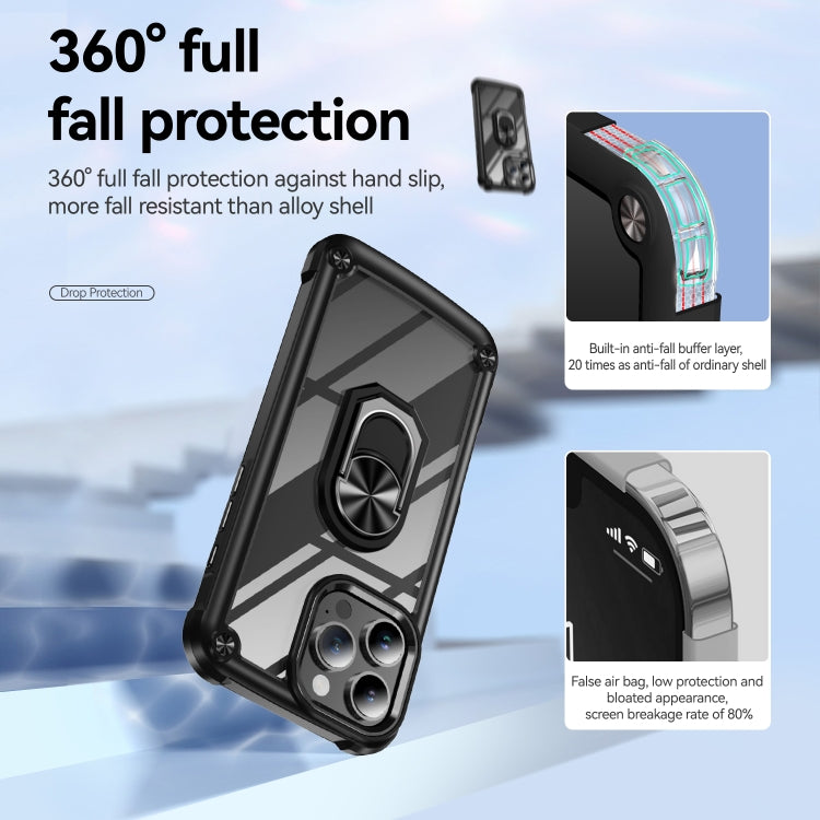 For iPhone 16 Pro TPU + PC Lens Protection Phone Case with Ring Holder(Black) - iPhone 16 Pro Cases by PMC Jewellery | Online Shopping South Africa | PMC Jewellery | Buy Now Pay Later Mobicred