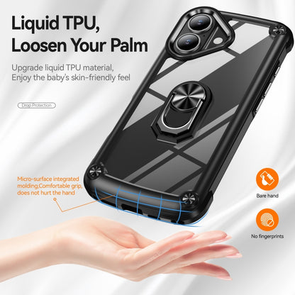 For iPhone 16 TPU + PC Lens Protection Phone Case with Ring Holder(Black) - iPhone 16 Cases by PMC Jewellery | Online Shopping South Africa | PMC Jewellery | Buy Now Pay Later Mobicred