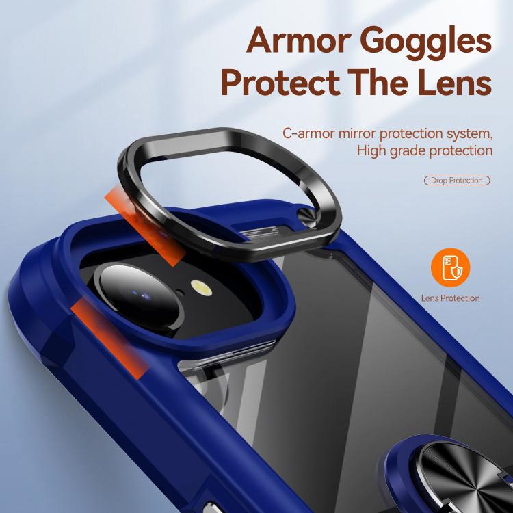 For iPhone 16e TPU + PC Lens Protection Phone Case with Ring Holder(Red) - iPhone 16e Cases by PMC TechLife | Online Shopping South Africa | PMC TechLife | Buy Now Pay Later Mobicred