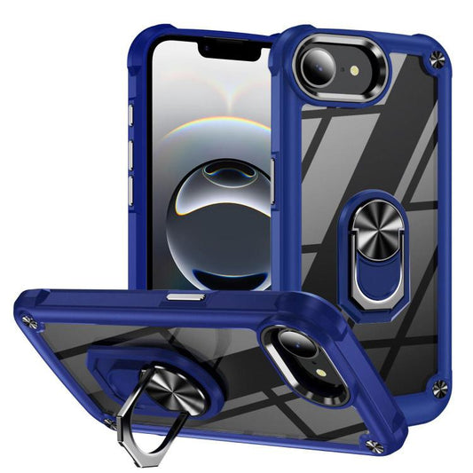 For iPhone 16e TPU + PC Lens Protection Phone Case with Ring Holder(Blue) - iPhone 16e Cases by PMC Jewellery | Online Shopping South Africa | PMC Jewellery | Buy Now Pay Later Mobicred