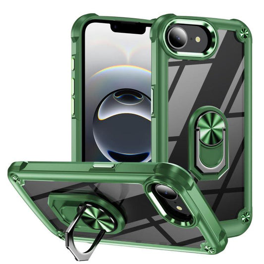 For iPhone 16e TPU + PC Lens Protection Phone Case with Ring Holder(Green) - iPhone 16e Cases by PMC Jewellery | Online Shopping South Africa | PMC Jewellery | Buy Now Pay Later Mobicred