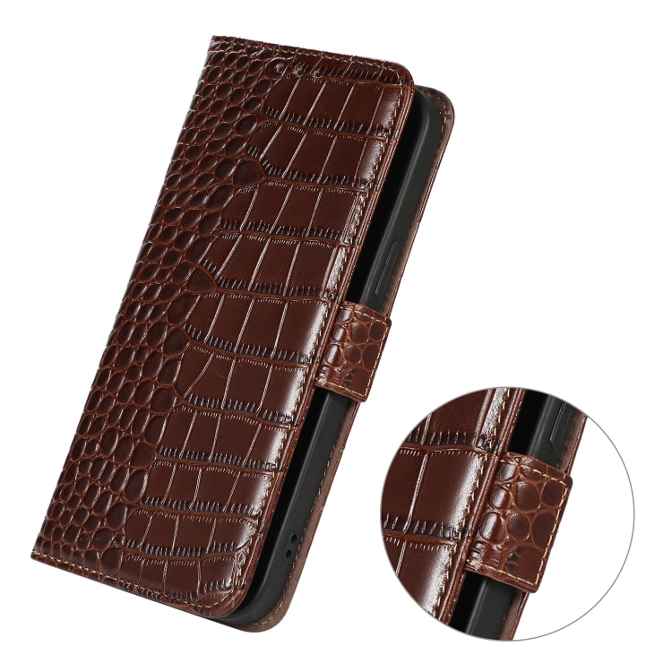 For iPhone 16 Pro Max Crocodile Top Layer Cowhide Leather Phone Case(Brown) - iPhone 16 Pro Max Cases by PMC Jewellery | Online Shopping South Africa | PMC Jewellery | Buy Now Pay Later Mobicred