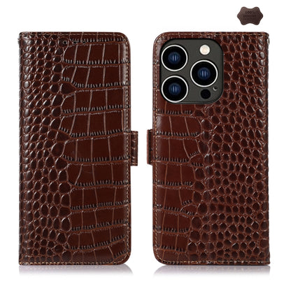 For iPhone 16 Pro Crocodile Top Layer Cowhide Leather Phone Case(Brown) - iPhone 16 Pro Cases by PMC Jewellery | Online Shopping South Africa | PMC Jewellery | Buy Now Pay Later Mobicred