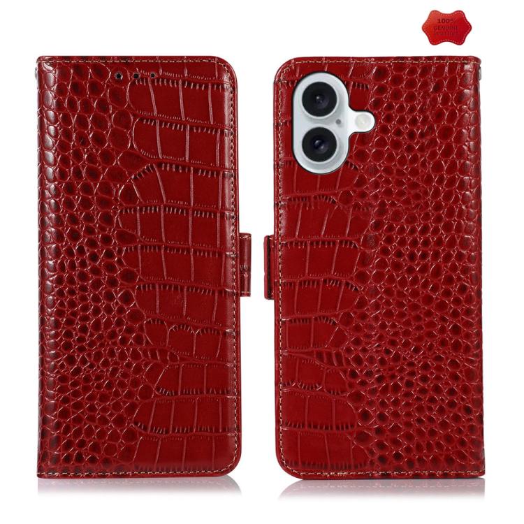For iPhone 17 Crocodile Top Layer Cowhide Leather Phone Case(Red) - free shipping - PMc TechLife - Order now!