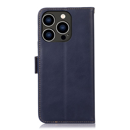 For iPhone 16 Pro Max Crazy Horse Top Layer Cowhide Leather Phone Case(Blue) - iPhone 16 Pro Max Cases by PMC Jewellery | Online Shopping South Africa | PMC Jewellery | Buy Now Pay Later Mobicred