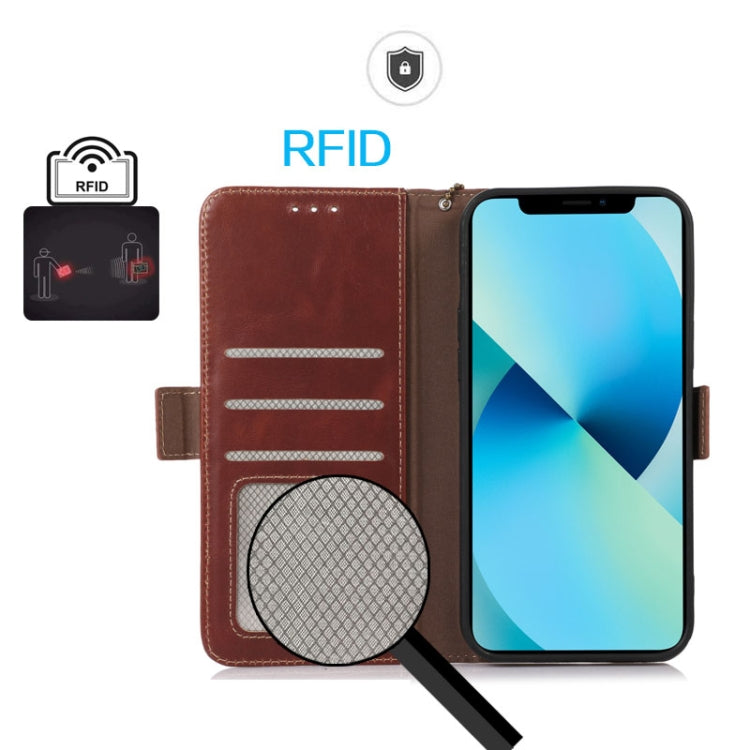 For iPhone 16 Pro Max Crazy Horse Top Layer Cowhide Leather Phone Case(Brown) - iPhone 16 Pro Max Cases by PMC TechLife | Online Shopping South Africa | PMC TechLife | Buy Now Pay Later Mobicred