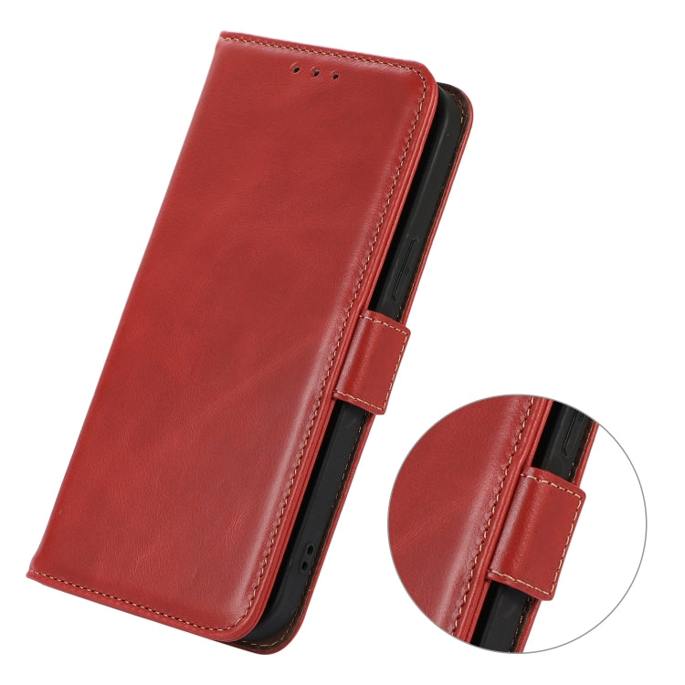 For iPhone 16 Plus Crazy Horse Top Layer Cowhide Leather Phone Case(Red) - iPhone 16 Plus Cases by PMC Jewellery | Online Shopping South Africa | PMC Jewellery | Buy Now Pay Later Mobicred