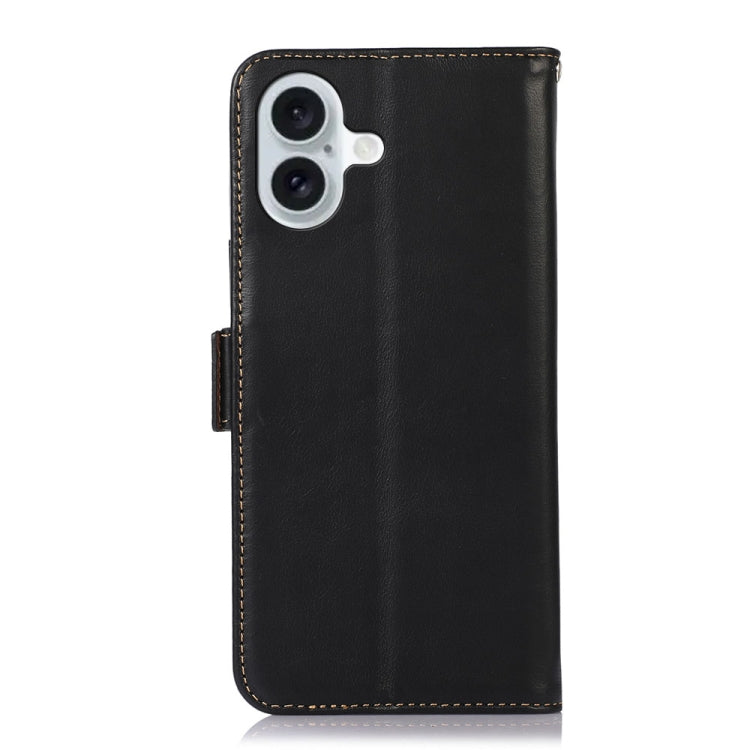 For iPhone 16 Crazy Horse Top Layer Cowhide Leather Phone Case(Black) - iPhone 16 Cases by PMC Jewellery | Online Shopping South Africa | PMC Jewellery | Buy Now Pay Later Mobicred