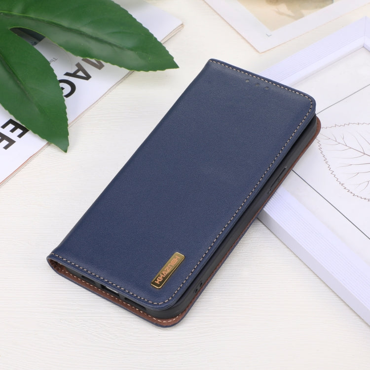 For iPhone 16 Pro Max KHAZNEH Nappa Top Layer Cowhide Leather Phone Case(Blue) - iPhone 16 Pro Max Cases by PMC Jewellery | Online Shopping South Africa | PMC Jewellery | Buy Now Pay Later Mobicred