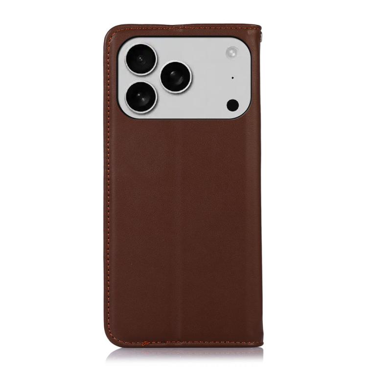 For iPhone 17 Pro Max KHAZNEH Nappa Top Layer Cowhide Leather Phone Case(Brown) - free shipping - PMc TechLife - Order now!