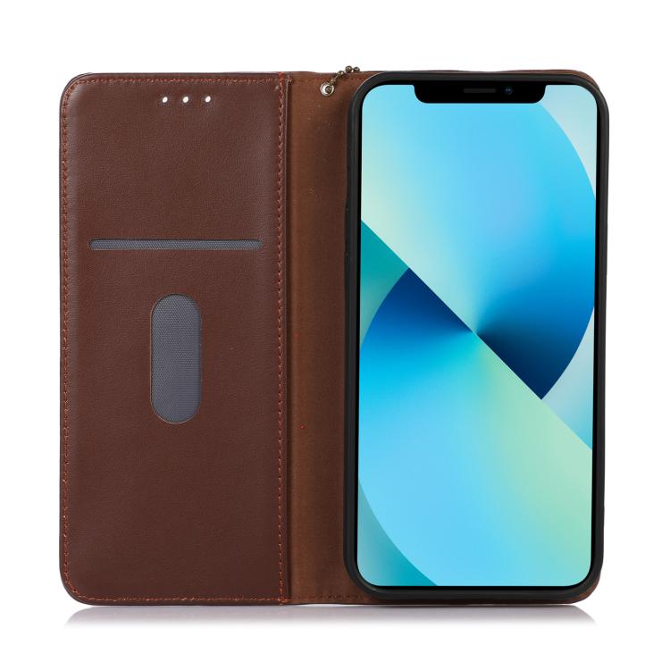 For iPhone 17 Pro Max KHAZNEH Nappa Top Layer Cowhide Leather Phone Case(Brown) - free shipping - PMc TechLife - Order now!