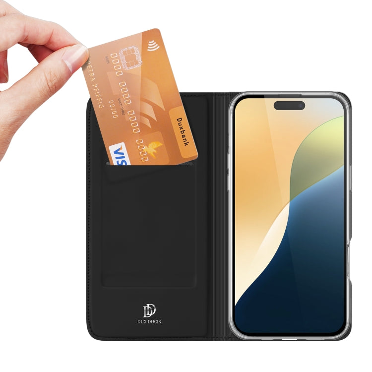For iPhone 16 DUX DUCIS Skin Pro Series Flip Leather Phone Case(Black) - iPhone 16 Cases by DUX DUCIS | Online Shopping South Africa | PMC TechLife | Buy Now Pay Later Mobicred