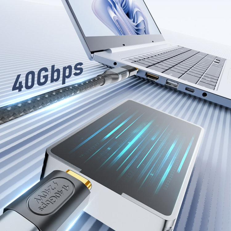 40Gbps 240W USB-C / Type-C Female to USB-C / Type-C Male Side Bend Adapter(Black) - Cable & Adapters by PMC TechLife | Online Shopping South Africa | PMC TechLife | Buy Now Pay Later Mobicred