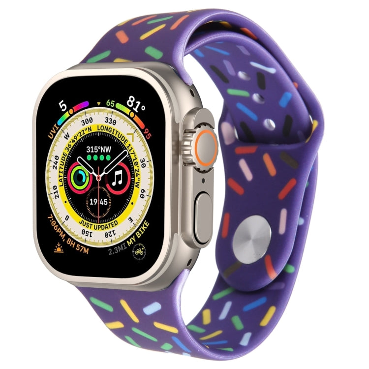 Rainbow Raindrops Silicone Watch Band For Apple Watch 9 45mm(Dark Purple) - Watch Bands by PMC Jewellery | Online Shopping South Africa | PMC Jewellery