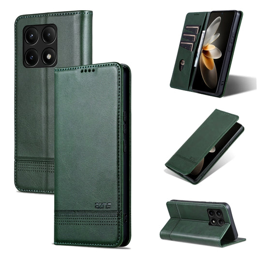 For Xiaomi Redmi K70/K70 Pro AZNS Magnetic Calf Texture Flip Leather Phone Case(Dark Green) - K70 Pro Cases by AZNS | Online Shopping South Africa | PMC Jewellery | Buy Now Pay Later Mobicred